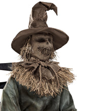 Load image into Gallery viewer, Spirit Halloween 4 Ft 6 In Scary Sitting Scarecrow Animatronic, Multicolor