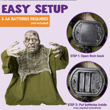 Load image into Gallery viewer, JOYIN Halloween Animated Zombie Groundbreaker Outdoor Decor with Light Up Eyes Creepy Animatronic Decorations with Movable Arms for Halloween Party Prop and Lawn Patio Yard Outside Decorations