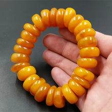 Load image into Gallery viewer, 20mm Amber Yellow Beeswax Old Honey Wax Amber Bracelet Round Barrel Bead Hand Row for Men Hand Bangle Suitable for 15-25cm Free