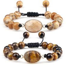 Load image into Gallery viewer, Tiger Eye Natural Picture Stone Bracelet Round Shape Pendant 8mm Beads For Men/Women Handmade Braided Bracelets&Bangles Jewelry