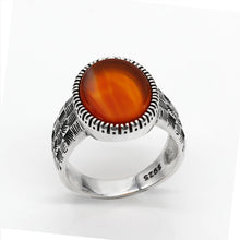 Load image into Gallery viewer, New 925 Sterling Silver Men Ring with Big Red Natural Onyx Stone Vintage Thai Silver Ring for Man Women Turkish Jewelry