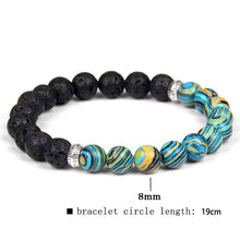Load image into Gallery viewer, Buddhism Natural Lava Stone Beads Bracelet Men Women 8mm Malachite Beaded Yoga Healing Bracelets Prayer Lucky Jewelry Gifts