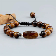 Load image into Gallery viewer, Tiger Eye Natural Picture Stone Bracelet Round Shape Pendant 8mm Beads For Men/Women Handmade Braided Bracelets&Bangles Jewelry