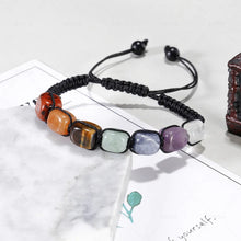 Load image into Gallery viewer, Natural Lava Stone Beads Healing Balance Charm Bracelet 7 Chakra Tiger Eye Beaded Bracelets Tibetan Buddha Prayer for Women Men