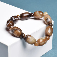 Load image into Gallery viewer, Natural Stone Coffee Lace Agates Bracelet Cylinder Drum Barrel Shape Jades Beads Bracelets On Hand Brown Exquisite Bangles Gift