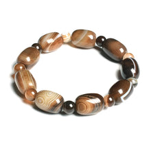 Load image into Gallery viewer, Natural Stone Coffee Lace Agates Bracelet Cylinder Drum Barrel Shape Jades Beads Bracelets On Hand Brown Exquisite Bangles Gift