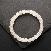 Load image into Gallery viewer, High Quality Natural Stone Tourmaline Agates Bracelet for Women Men Cube Bead Elastic Bracelets Square Smooth Stone Bracelets