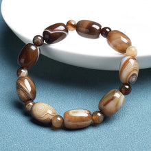 Load image into Gallery viewer, Natural Stone Coffee Lace Agates Bracelet Cylinder Drum Barrel Shape Jades Beads Bracelets On Hand Brown Exquisite Bangles Gift
