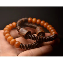 Load image into Gallery viewer, Natural Tibetan Dzi Bead Bangle Amulet Bless Eyes Tibet Fengshui Dzi Bead Bracelet Lucky Apotropaion
