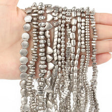 Load image into Gallery viewer, AA Natural Stone Pearl Gray Color Hematite Bead Matte Round Irregular Heart Shape Spacer Beads for Jewelry Making DIY Bracelet