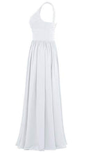 Load image into Gallery viewer, ANTS Women's Pleat Chiffon One Shoulder Bridesmaid Dresses Long Evening Gown Size 6 US White