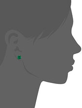 Load image into Gallery viewer, 10k White Gold Round Checkerboard Cut Created Emerald Stud Earrings (8mm)