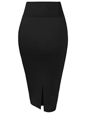 Load image into Gallery viewer, Womens Premium Nylon Ponte Stretch Office Pencil Skirt Made Below Knee KSK45002 1073T Black 1X