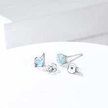 Load image into Gallery viewer, Moonstone Stud Earrings 4MM 925 Sterling Silver Round Moonstone Earrings Jewelry for Women Girls Birthday Gift for Girlfriend