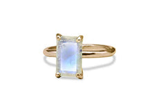 Load image into Gallery viewer, Anemone Unique Moonstone Ring 14K Rose Gold - Genuine Rose Gold Stacking Ring with Different Sizes for Women - Elegant Moonstone Rainbow 3.87 Carats Ring for Inner Strength