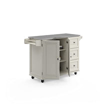 Load image into Gallery viewer, Homestyles Kitchen Cart with Stainless Steel Metal Top Rolling Mobile Kitchen Island with Storage and Towel Rack 54 Inch Width Off White