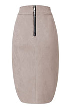 Load image into Gallery viewer, Bellivera Womens Faux Suede Leather Pencil Skirt, Fall Casual Midi Skirts for Women, Summer Hip Wrapped Back Split FF21 Beige XL