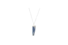 Load image into Gallery viewer, Raw Blue Kyanite Pendant Necklace on Sterling Silver Box Chain, 24"