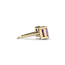 Load image into Gallery viewer, 14kt Yellow Gold Amethyst 4mm Square Princess Cut Stud Earrings