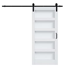 Load image into Gallery viewer, BARNER HOME 36in x 84in Sliding Barn Door, MDF, Primed, 5 Glass Panel,Need to Assemble, with 6.6ft Hardware, Handle and Floor Guide