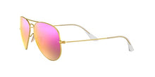 Load image into Gallery viewer, Ray-Ban RB3025 Classic Aviator Sunglasses, Matte Gold/Polarized Brown Mirror Fuchsia, 58 mm