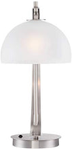 Load image into Gallery viewer, Calvin Modern Desk Table Lamp with USB Charging Port Brushed Steel Curved Frosted Glass Dome Shade for Bedroom Office - Possini Euro Design