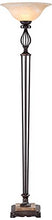 Load image into Gallery viewer, Iron Birdcage Scroll Victorian Torchiere Floor Lamp Italian Bronze Alabaster Glass Shade for Living Room Bedroom Uplight - Franklin Iron Works