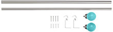Load image into Gallery viewer, AmazonBasics Decorative 5/8" Curtain Rod with Round Finials, 28"-48", Turquoise Blue