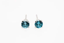 Load image into Gallery viewer, 6mm Blue Zircon Stud Earrings in Sterling Silver - December Birthstone