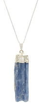 Load image into Gallery viewer, Raw Blue Kyanite Pendant Necklace on Sterling Silver Box Chain, 24"
