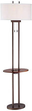 Load image into Gallery viewer, Roscoe Bronze Twin Pole Floor Lamp with Tray Table and USB - Franklin Iron Works