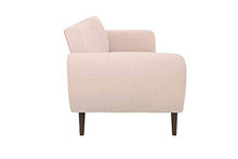 Load image into Gallery viewer, Novogratz Brittany Sofa Futon, Premium Linen Upholstery and Wooden Legs, Pink Linen