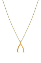 Load image into Gallery viewer, 14k solid yellow gold wishbone necklace, Zoe Lev jewelry