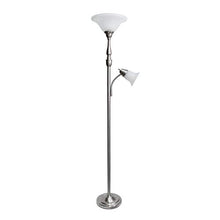 Load image into Gallery viewer, Elegant Designs LF2003-BSN 2 Light Mother Daughter White Marble Glass Floor Lamp, Brushed Nickel