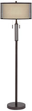 Load image into Gallery viewer, Turnbuckle Modern Industrial Floor Lamp Bronze Metal Screen and Off White Linen Double Drum Shades for Living Room Office - Franklin Iron Works