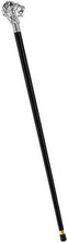 Load image into Gallery viewer, Sterling Silver Lion Head Walking Stick with Black Beechwood Shaft and Collar
