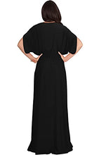 Load image into Gallery viewer, KOH KOH Petite Womens Long Semi-Formal Short Sleeve V-Neck Full Floor Length V-Neck Flowy Cocktail Wedding Guest Party Bridesmaid Maxi Dress Dresses Gown Gowns, Gray/Grey XS 2-4