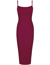 Load image into Gallery viewer, UONBOX Women's Strappy Sleeveless Bottom Slitted Plain Party Bodycon Bandage Dress Wine S