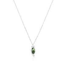 Load image into Gallery viewer, GEMISTRY "GG Collection Sterling Silver Elongated Oval Cabochon Chrome Chalcedony Swirl Design Pendant Necklace