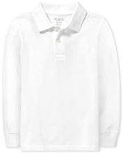Load image into Gallery viewer, The Children's Place boys Long Sleeve Pique School Uniform Polo Shirt, White Single, Medium US