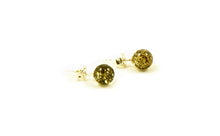 Load image into Gallery viewer, Genuine Baltic Amber Stud Earrings with Sterling Silver, Hand Made From Genuine Baltic Amber (Green)
