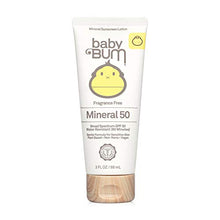 Load image into Gallery viewer, Baby Bum SPF 50 Sunscreen Lotion | Mineral UVA/UVB Face and Body Protection for Sensitive Skin | Fragrance Free | Travel Size | 3 FL OZ