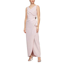 Load image into Gallery viewer, Alex Evenings Women's Slimming Long Side Ruched Dress with Cascade Ruffle Skirt, Blush, 10