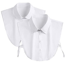 Load image into Gallery viewer, Shinywear Women's Fake Collar Detachable Collar Shirt Attachment, White Dickey False Collar, Mock Collar Half Blouse for Lady Girls Favors(2pcs Doll + Pointed Collar)
