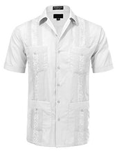 Load image into Gallery viewer, Allsense Men's Short Sleeve Cuban Guayabera Shirts 15-15.5N M White