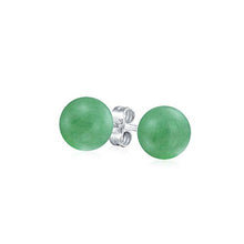 Load image into Gallery viewer, Simple Dyed Gemstone Green Aventurine Round Ball Stud Earrings For Women 925 Sterling Silver 8MM