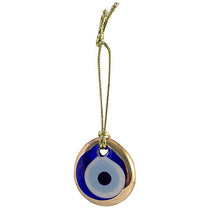 Load image into Gallery viewer, Ebsem Gold Gilt Handmade Evil Eye Glass Charm Decorative Turkish - Greek - Jewish - Christian Christmas Ornament (1.5 Inches)
