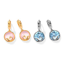 Load image into Gallery viewer, 14K gold-plated sterling silverRound natural topaz earrings crystal drop earrings, natural crystal birthday stone grapple stone fox earrings, The best choice for gifts for women (Blue topaz, Sterling Silver)