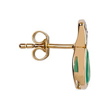 Load image into Gallery viewer, 10k Yellow Gold Genuine Pear-Shape Emerald and Diamond Earrings