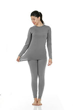 Load image into Gallery viewer, Thermajane Women's Ultra Soft Thermal Underwear Long Johns Set with Fleece Lined (Large, Grey)